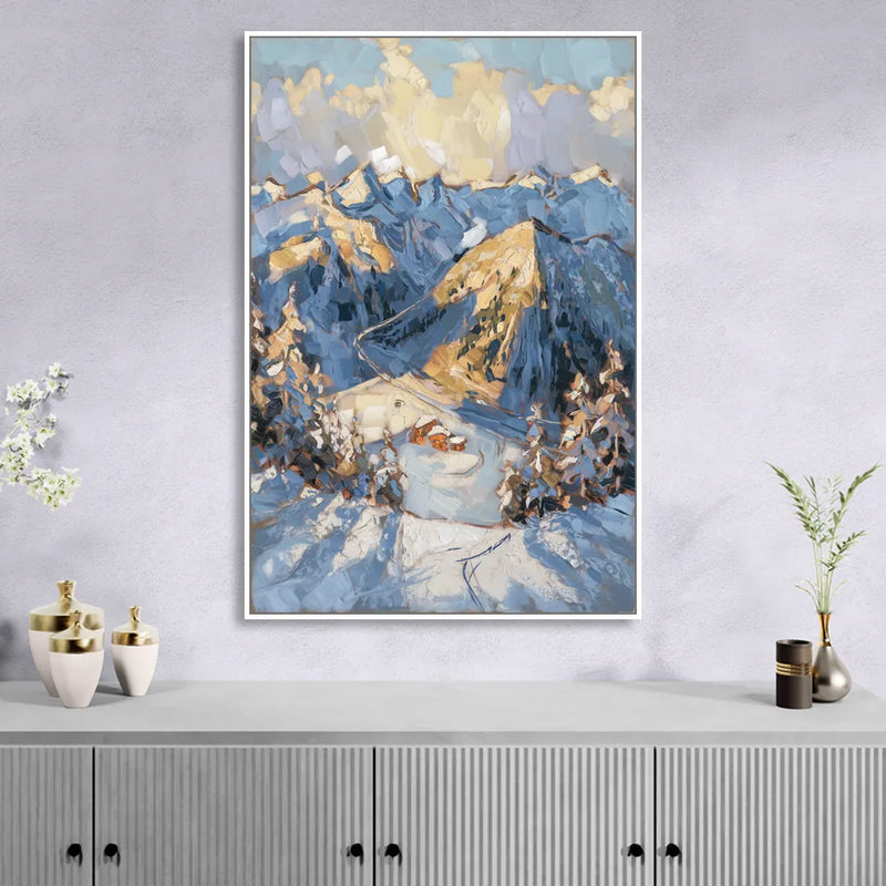 Park City Mountain Views Living Room - White Canvas Wall Art