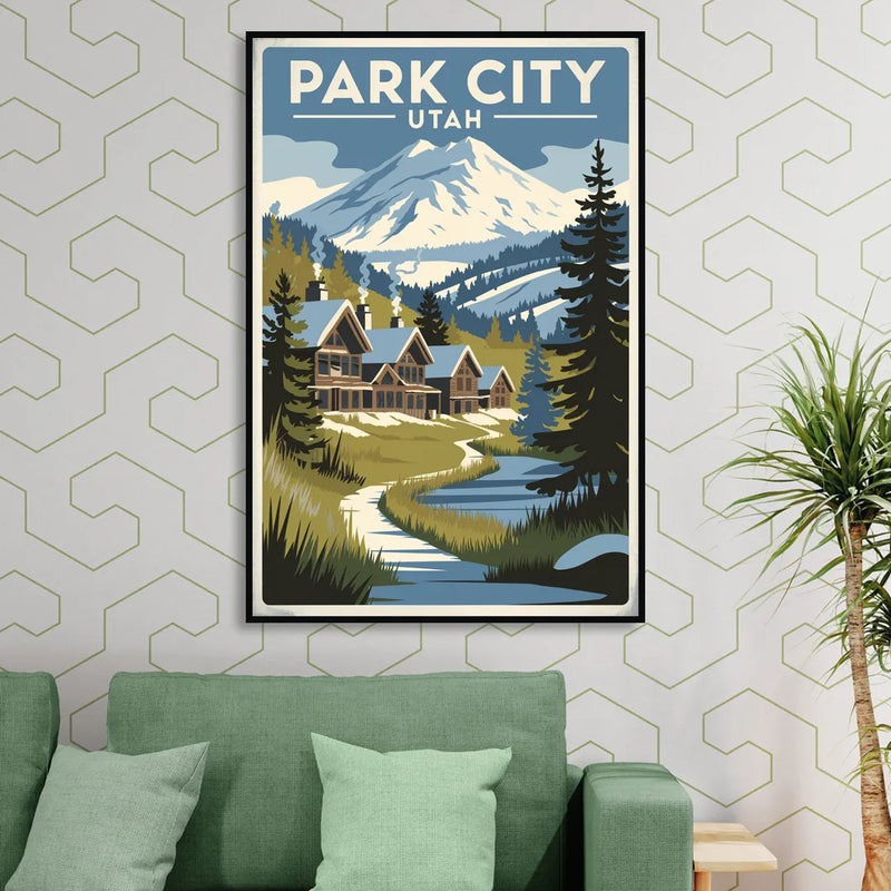 Park City Outdoor Adventure Living Room - Black Canvas Wall Art