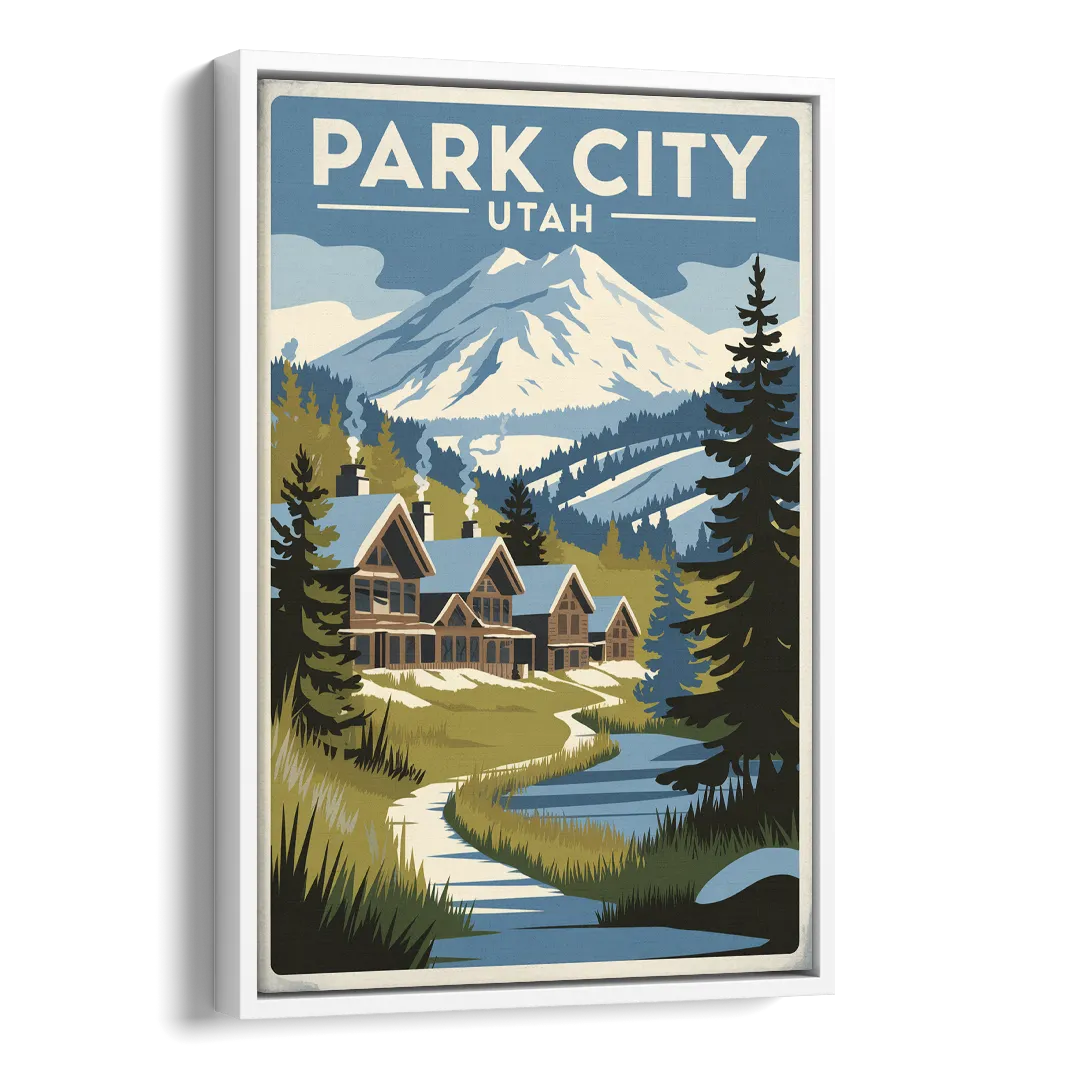 Park City Outdoor Adventure Side - White Canvas Wall Art