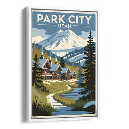 Park City Outdoor Adventure Side - White Canvas Wall Art
