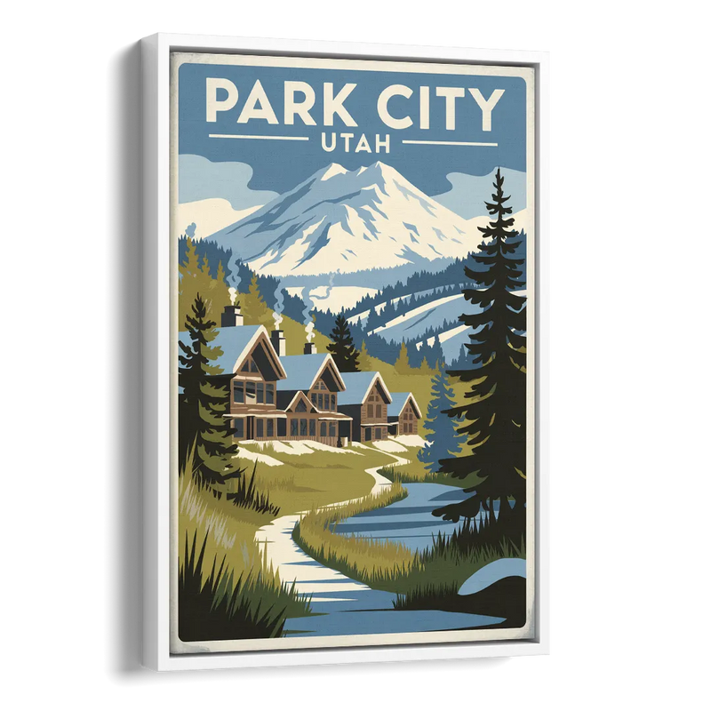 Park City Outdoor Adventure Side - White Canvas Wall Art