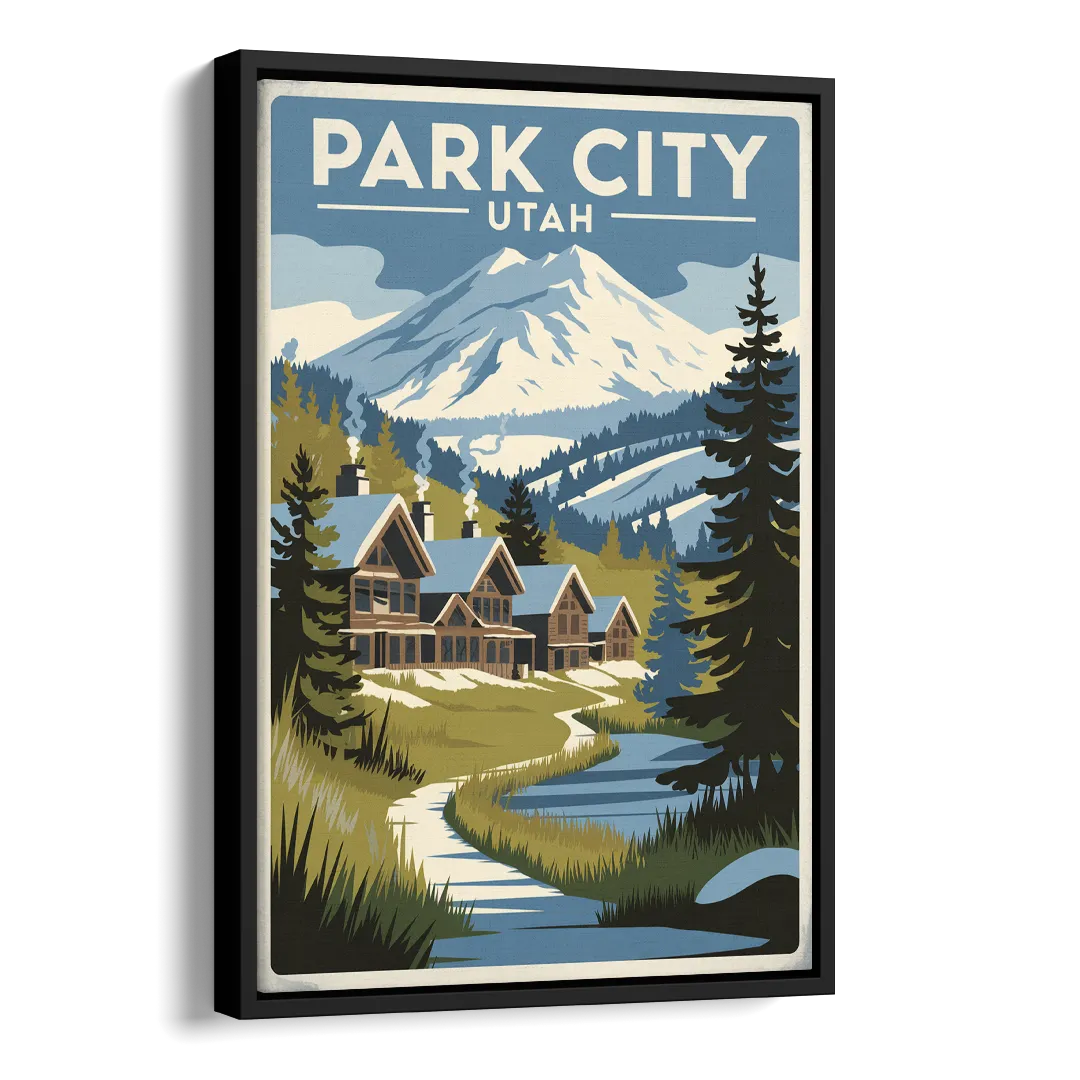 Park City Outdoor Adventure Side - Black Canvas Wall Art