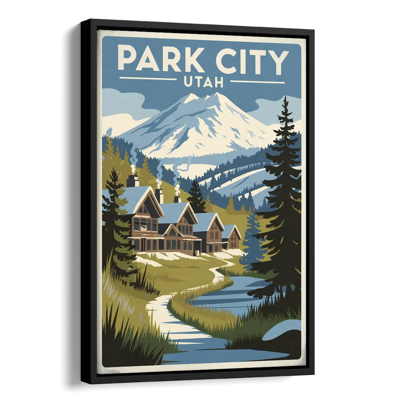 Park City Outdoor Adventure Side - Black Canvas Wall Art
