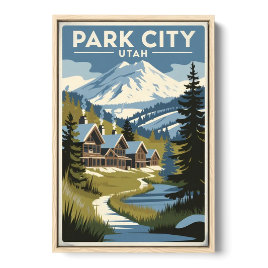 Park City Outdoor Adventure - Oak Framed Canvas Wall Art - Front