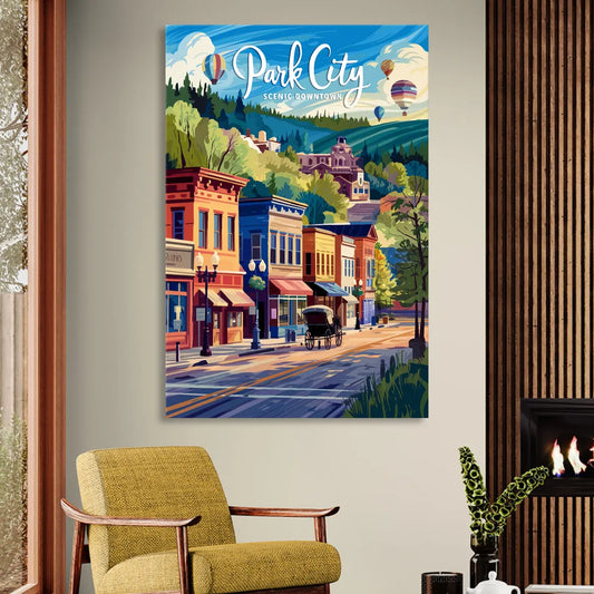 Park City Scenic Downtown Living Room - Canvas Wall Art