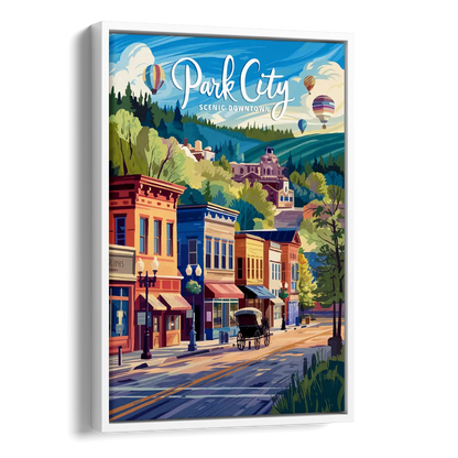 Park City Scenic Downtown Side - White Canvas Wall Art