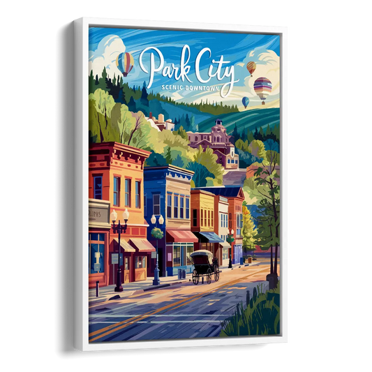 Park City Scenic Downtown Side - White Canvas Wall Art