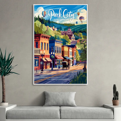 Park City Scenic Downtown Sitting Room - White Canvas Wall Art