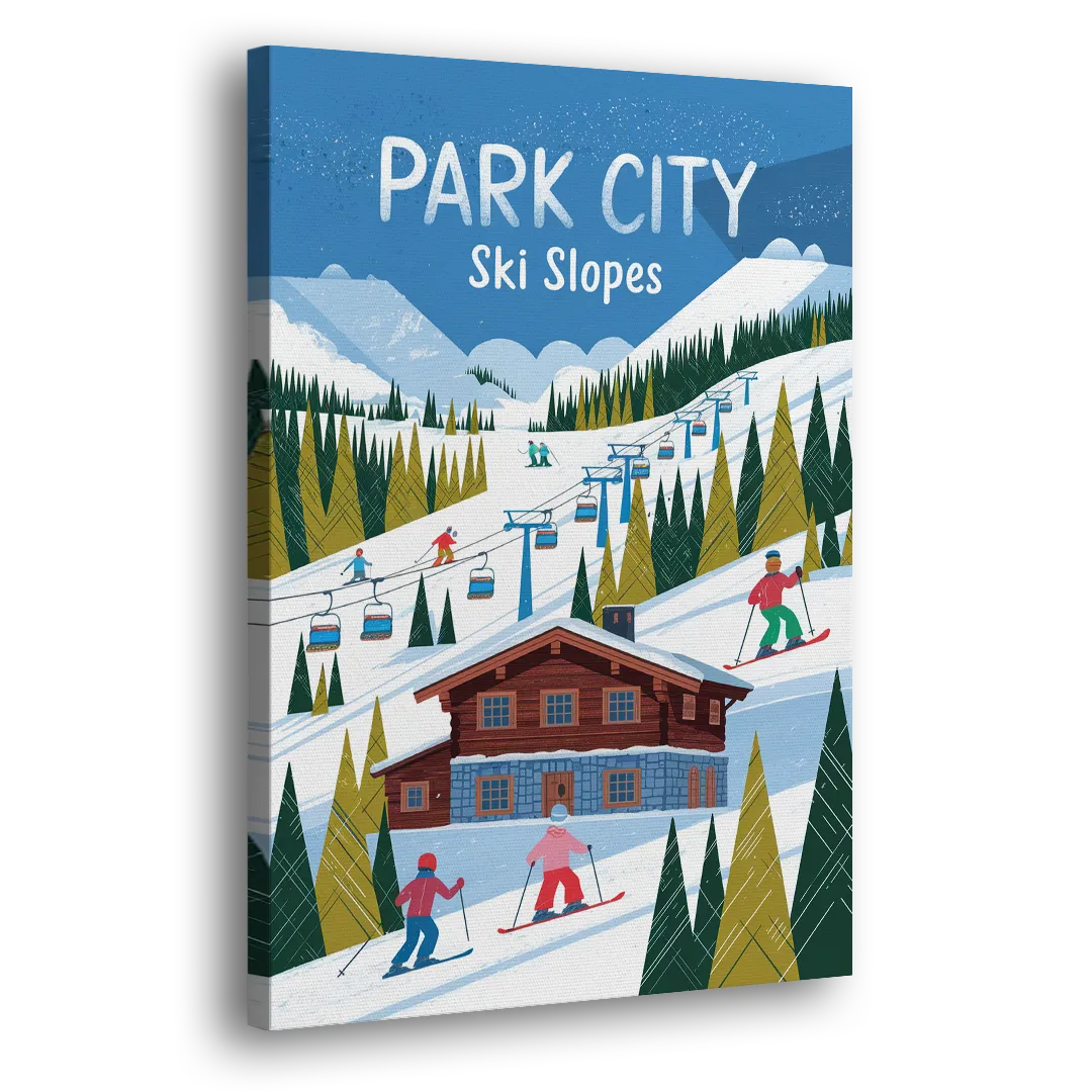 Park City Ski Slopes Side - Canvas Wall Art