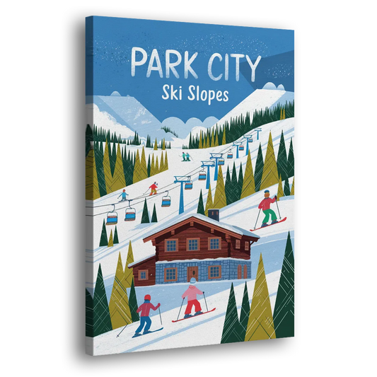 Park City Ski Slopes Side - Canvas Wall Art