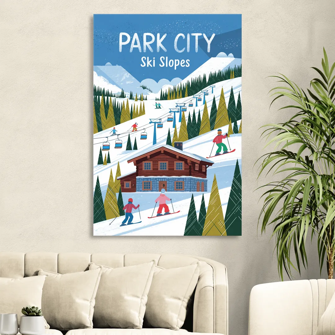 Park City Ski Slopes Sitting Room - Canvas Wall Art