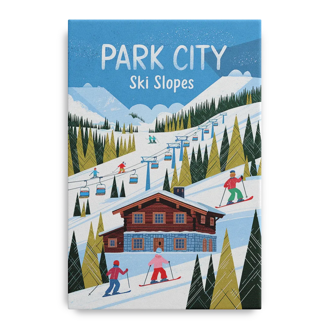 Park City Ski Slopes Front - Canvas Wall Art