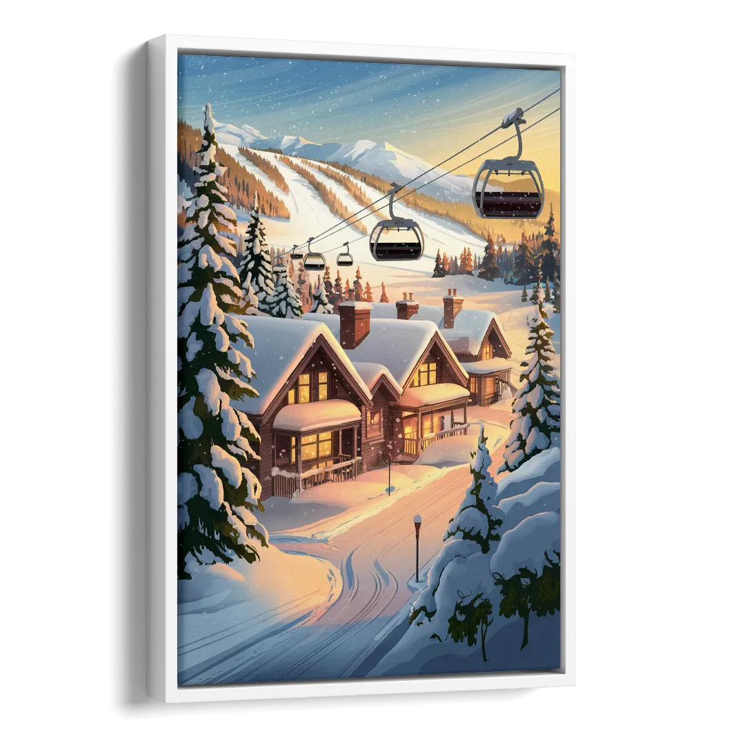Park City Snowy Landscape Side - White Canvas Wall Art