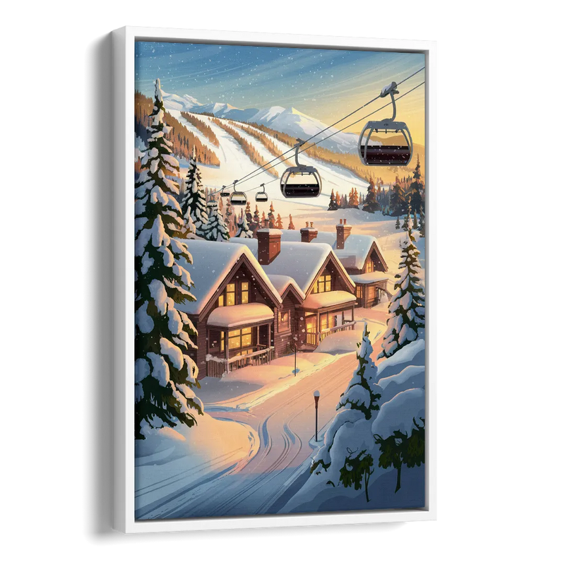 Park City Snowy Landscape Side - White Canvas Wall Art