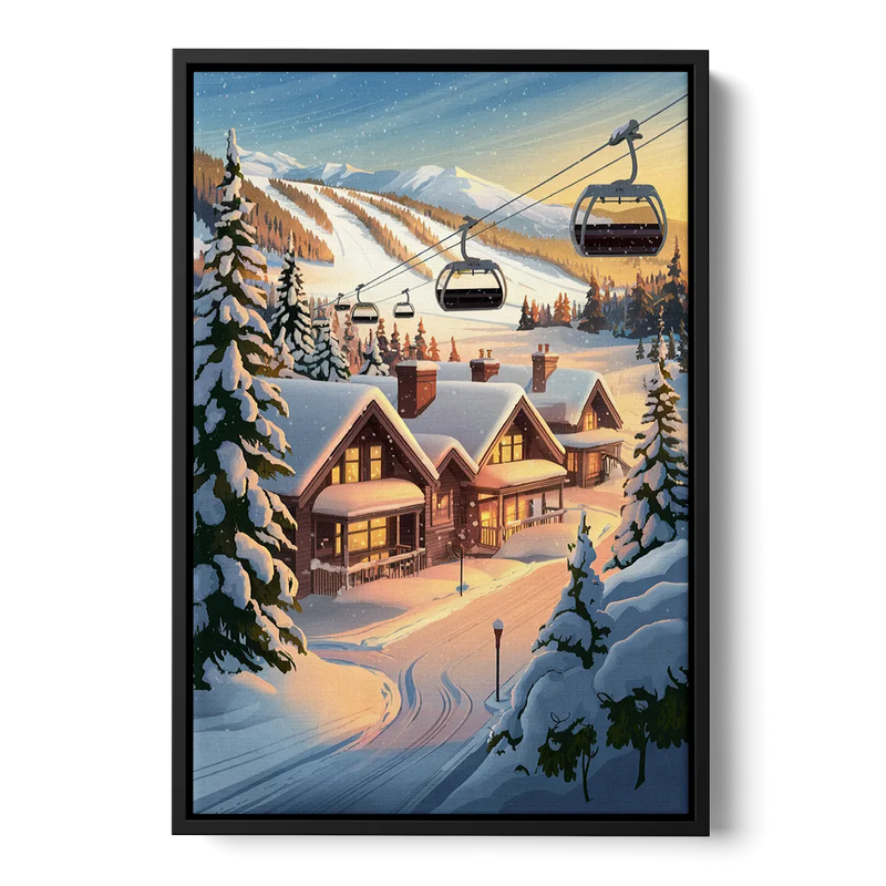 Park City Snowy Landscape Front - Black Canvas Wall Art