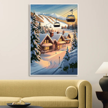 Park City Snowy Landscape Living Room - White Canvas Wall Art