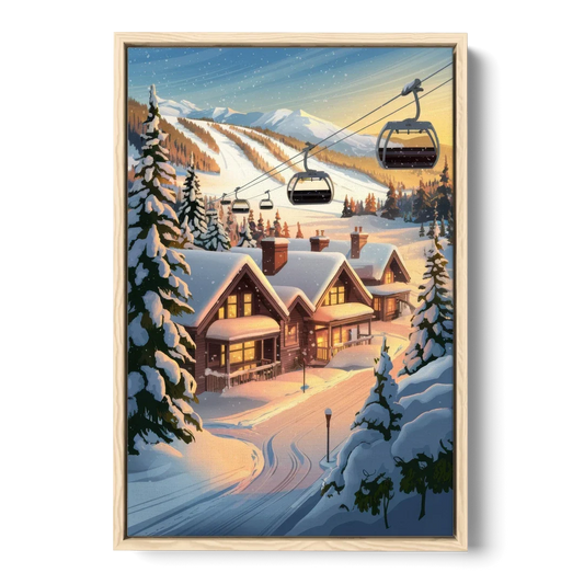 Park City Snowy Landscape - Oak Framed Canvas Wall Art - Front