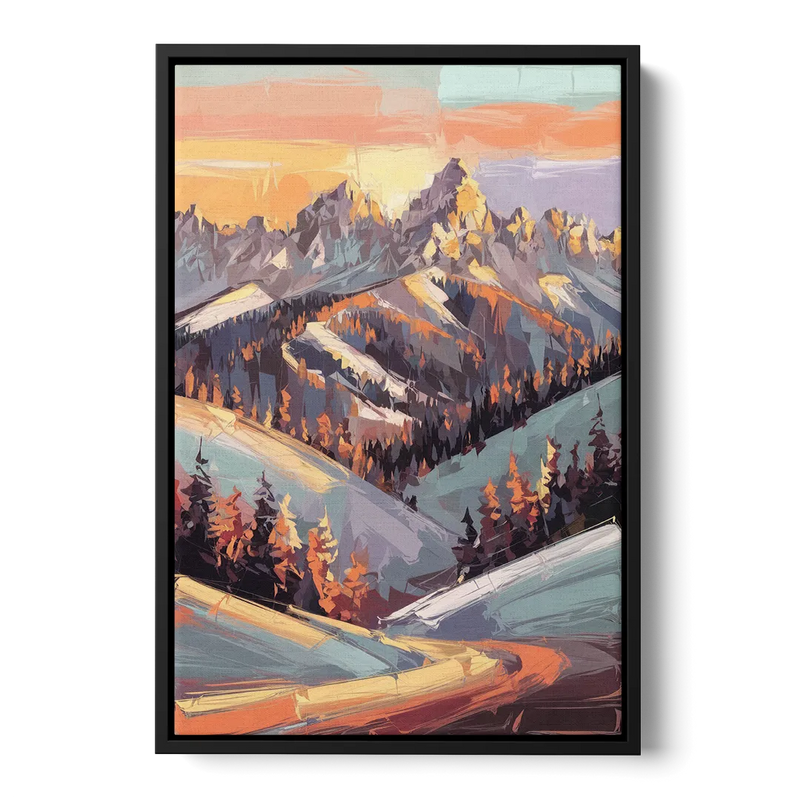 Park City Sunrise Panorama Front - Black Canvas Wall Art