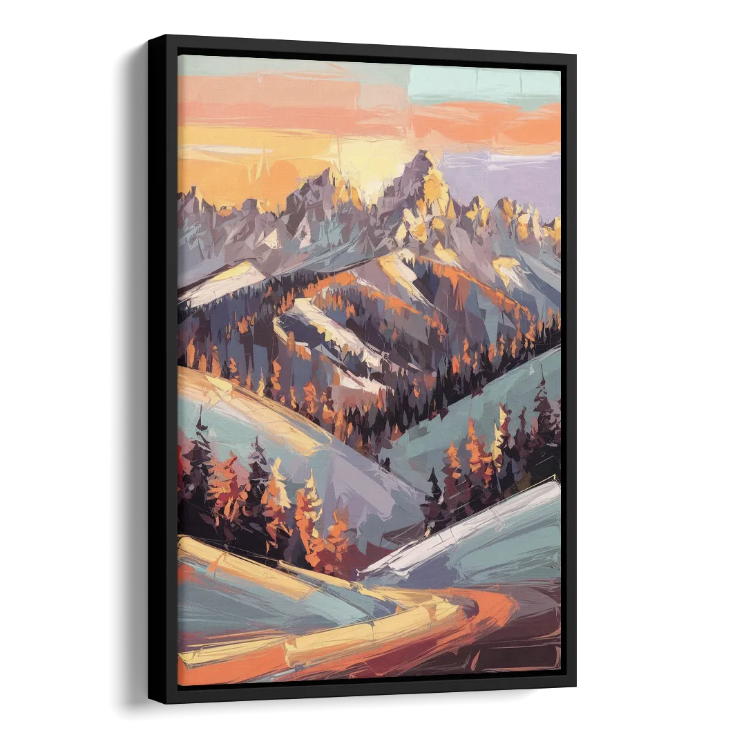 Park City Sunrise Panorama Side - Black Canvas Wall Art