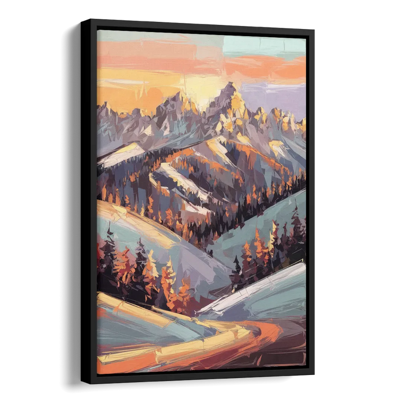 Park City Sunrise Panorama Side - Black Canvas Wall Art