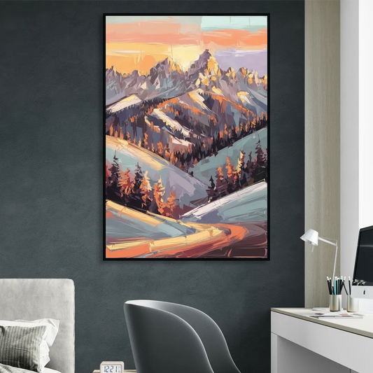 Park City Sunrise Panorama Living Room - Black Canvas Wall Art