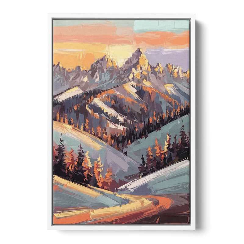 Park City Sunrise Panorama Front - White Canvas Wall Art