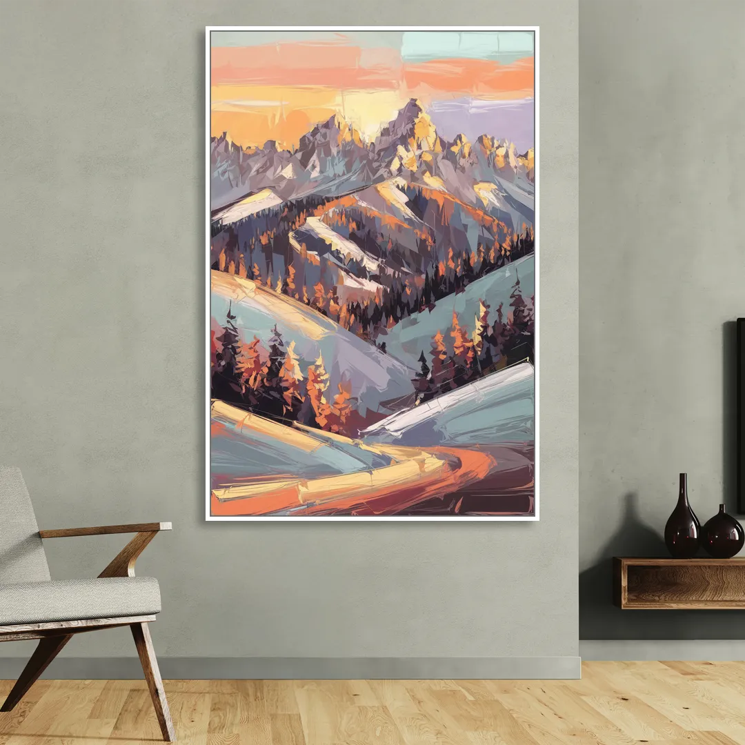 Park City Sunrise Panorama Living Room - White Canvas Wall Art