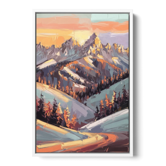 Park City Sunrise Panorama - White Framed Canvas Wall Art - Front