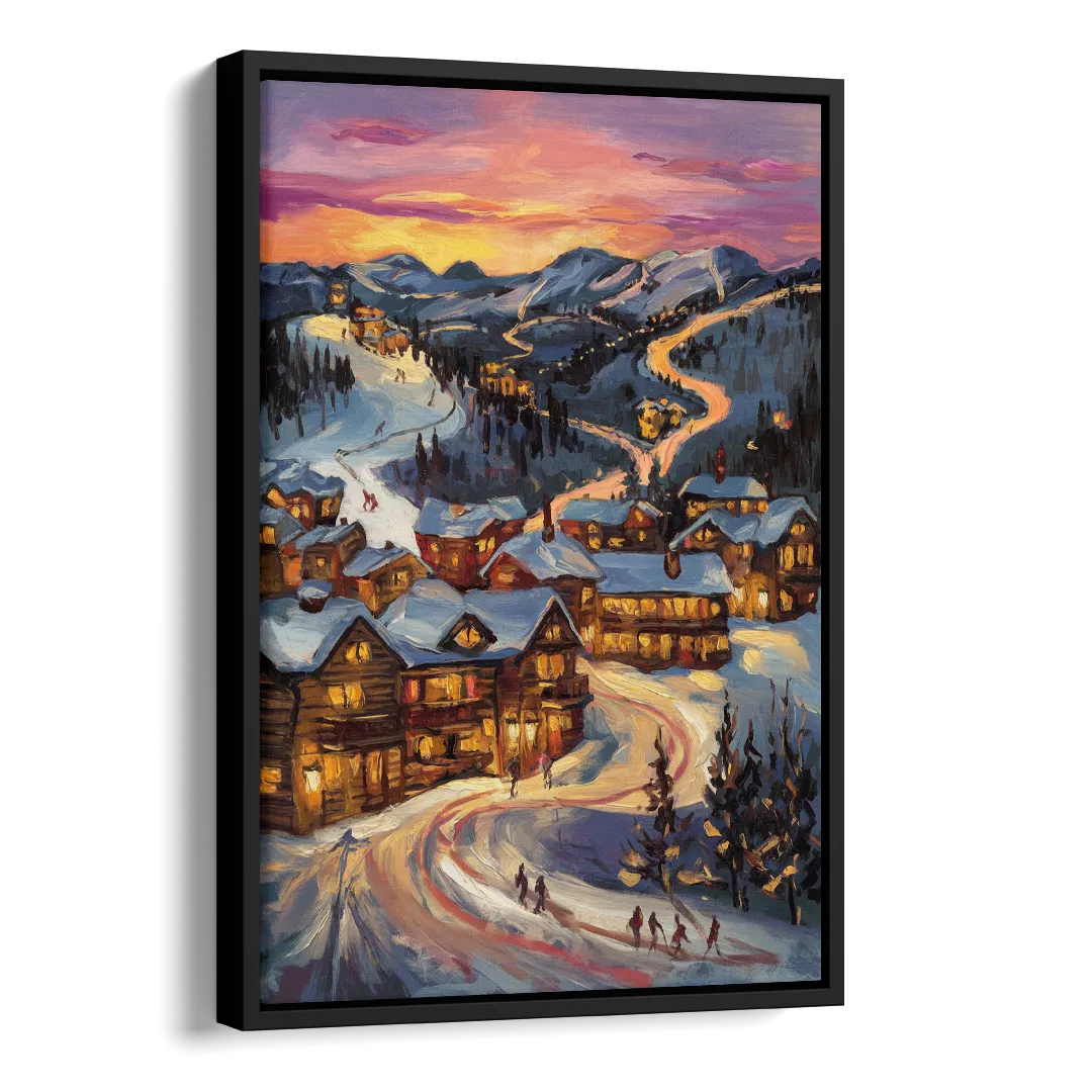Park City Sunset Glow Side - Black Canvas Wall Art