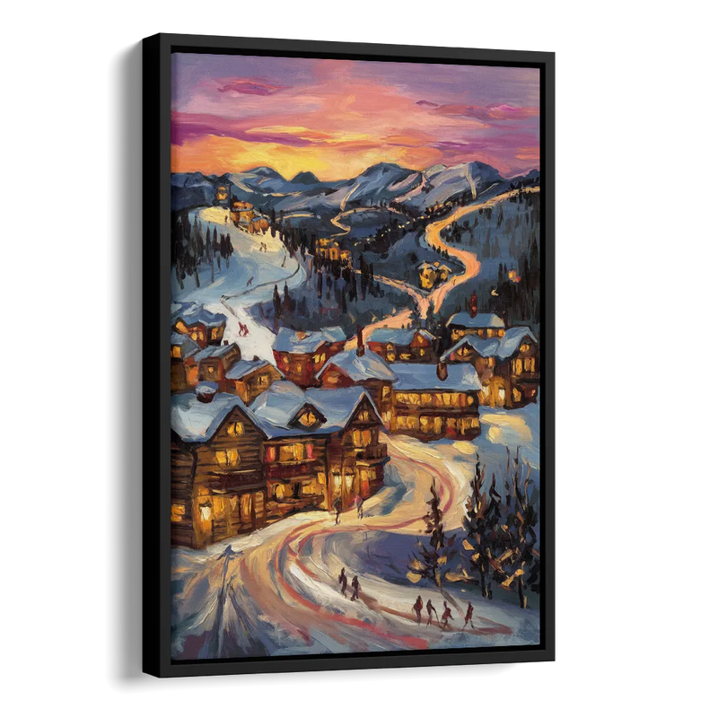Park City Sunset Glow Side - Black Canvas Wall Art