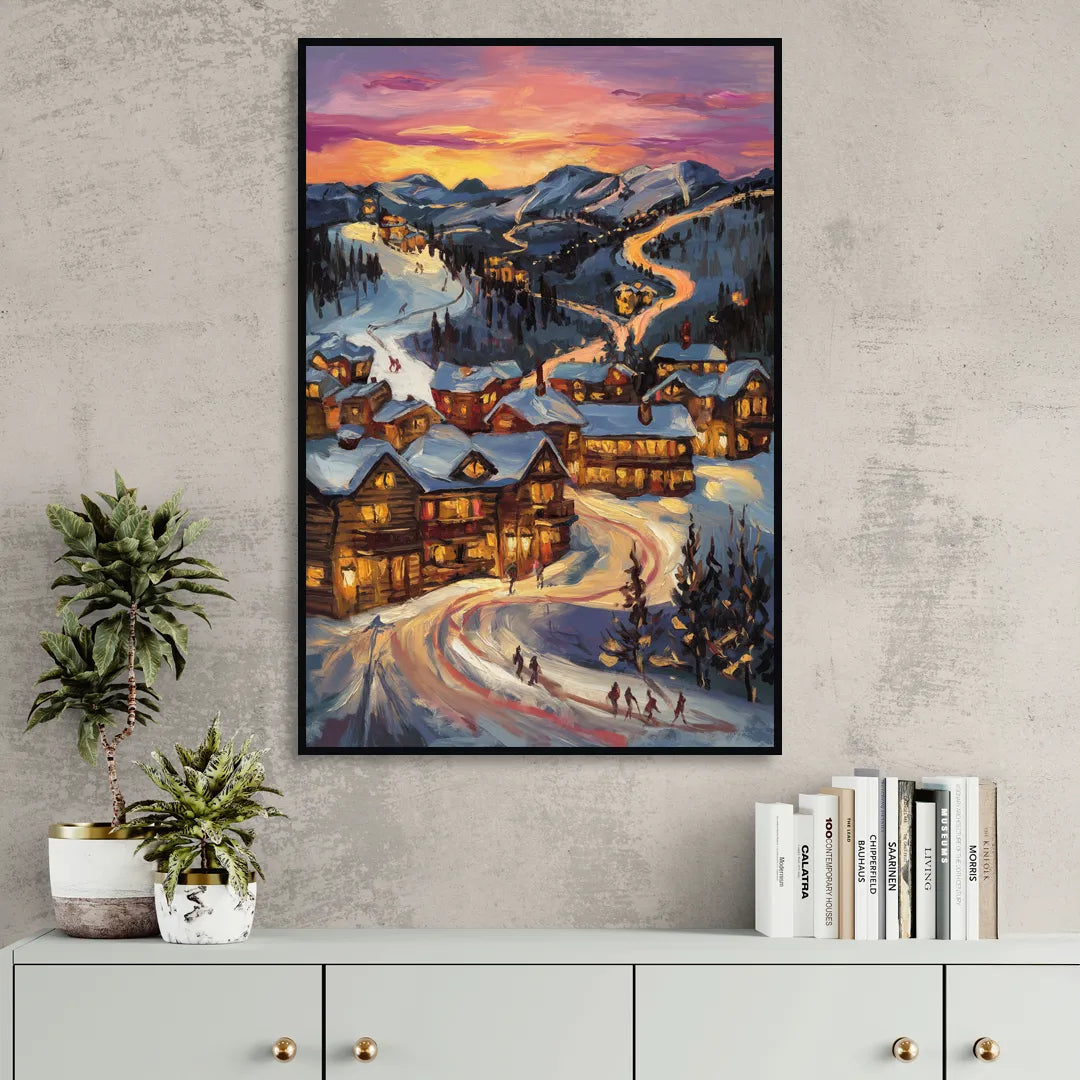 Park City Sunset Glow Living Room - Black Canvas Wall Art