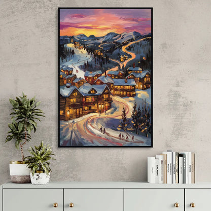 Park City Sunset Glow Living Room - Black Canvas Wall Art