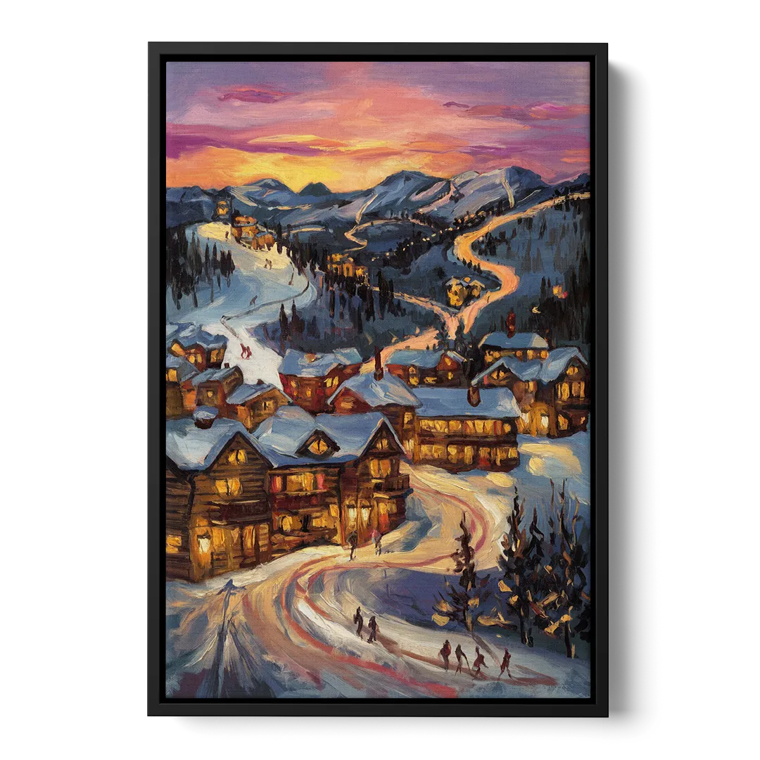 Park City Sunset Glow Front - Black Canvas Wall Art