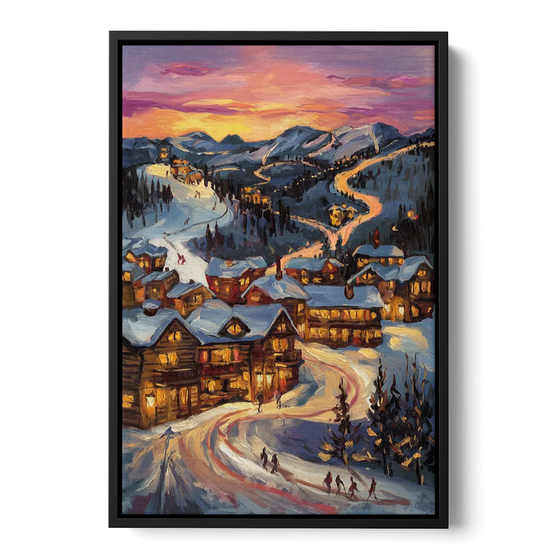 Park City Sunset Glow Front - Black Canvas Wall Art