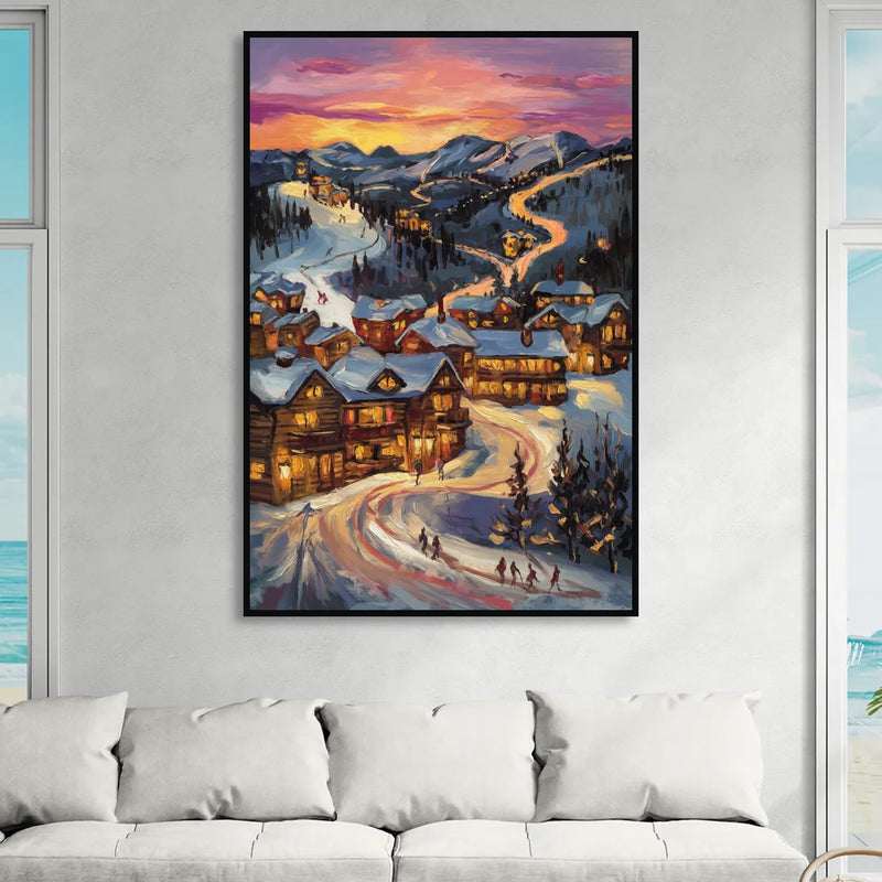 Park City Sunset Glow Sitting Room - Black Canvas Wall Art