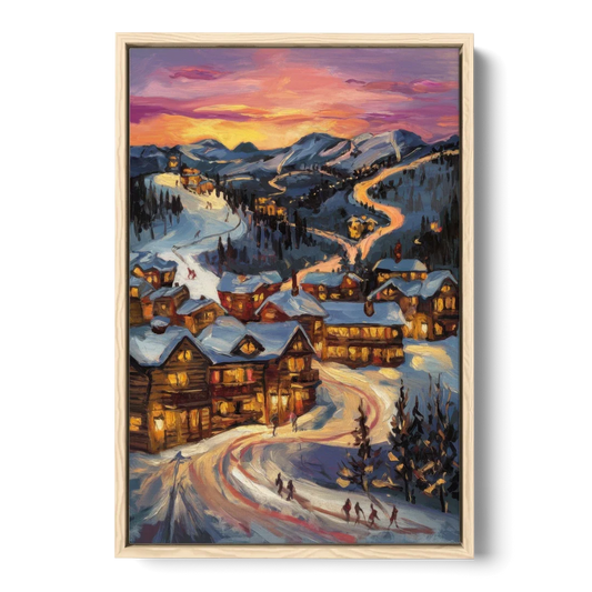 Park City Sunset Glow - Oak Framed Canvas Wall Art - Front