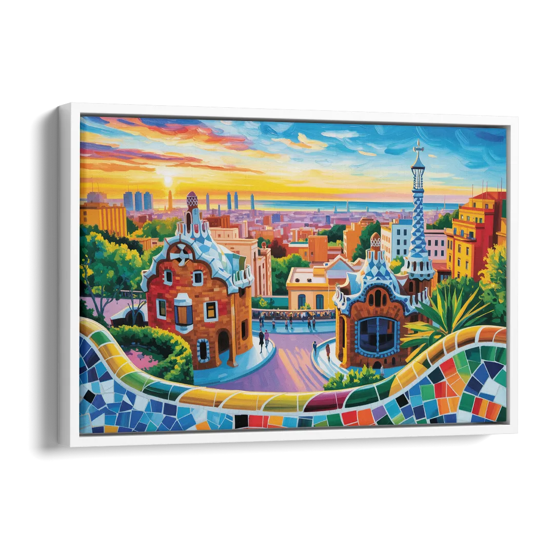 Park Guell Dreams Side - White Canvas Wall Art