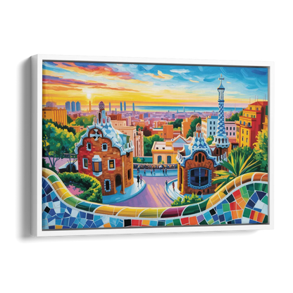 Park Guell Dreams Side - White Canvas Wall Art