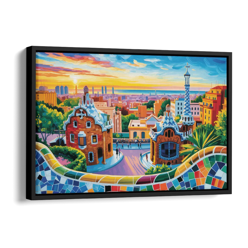 Park Guell Dreams Side - Black Canvas Wall Art