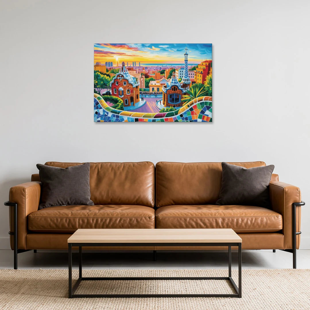 Park Guell Dreams - Canvas Wall Art - Sofa - 36x24