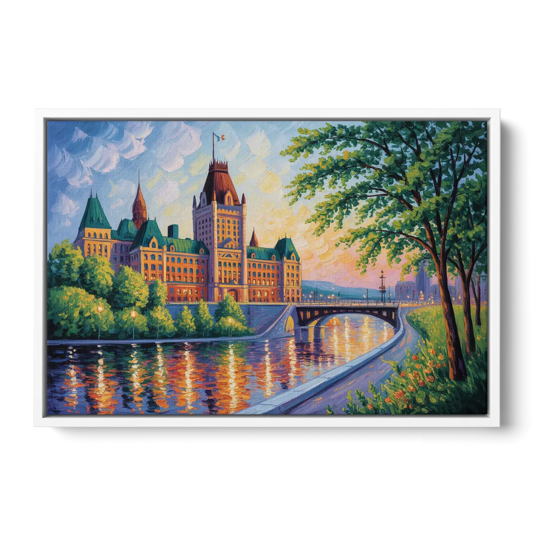 Parliament Building Quebec Front - White Canvas Wall Art