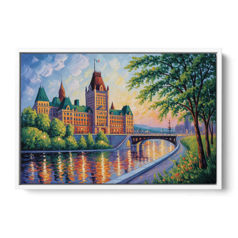 Parliament Building Quebec Front - White Canvas Wall Art