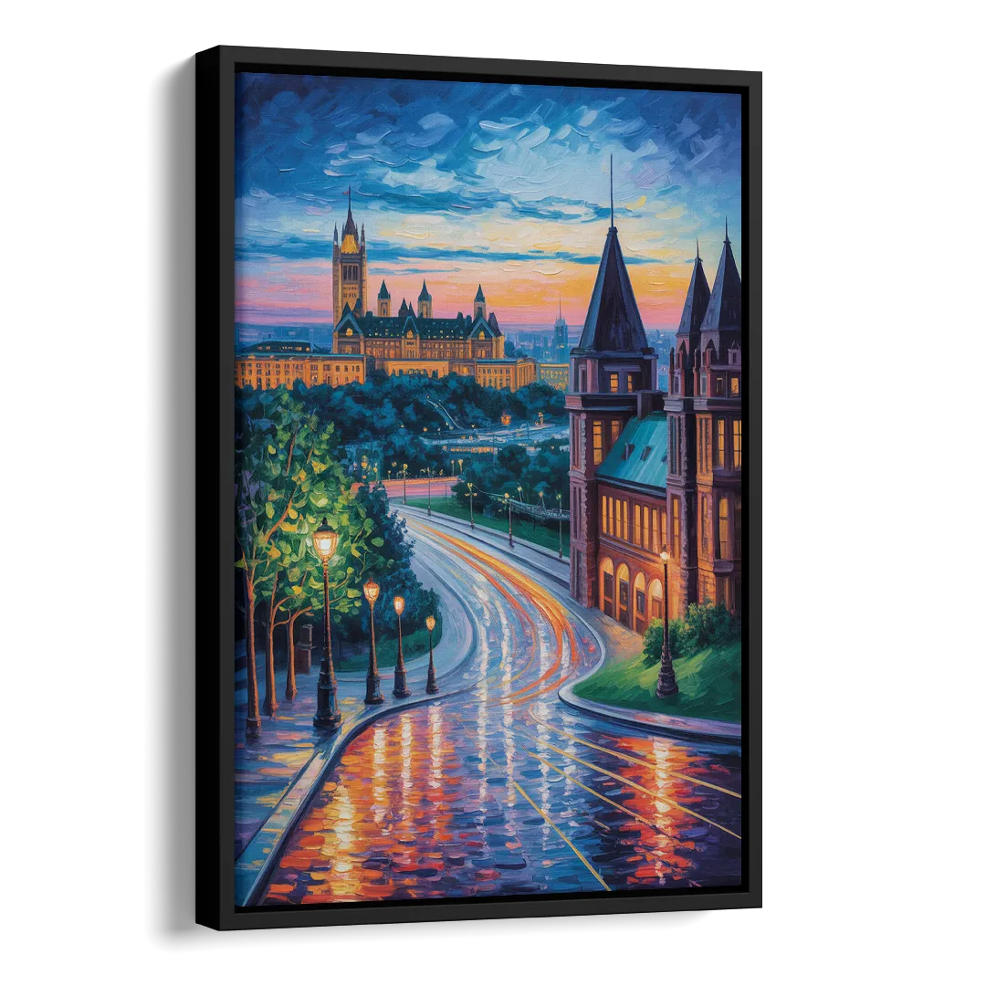 Parliament Hill Twilight Side - Black Canvas Wall Art