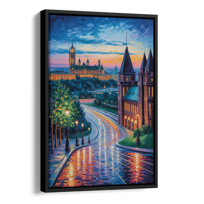 Parliament Hill Twilight Side - Black Canvas Wall Art