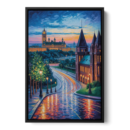 Parliament Hill Twilight Front - Black Canvas Wall Art