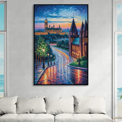 Parliament Hill Twilight Sitting Room - Black Canvas Wall Art
