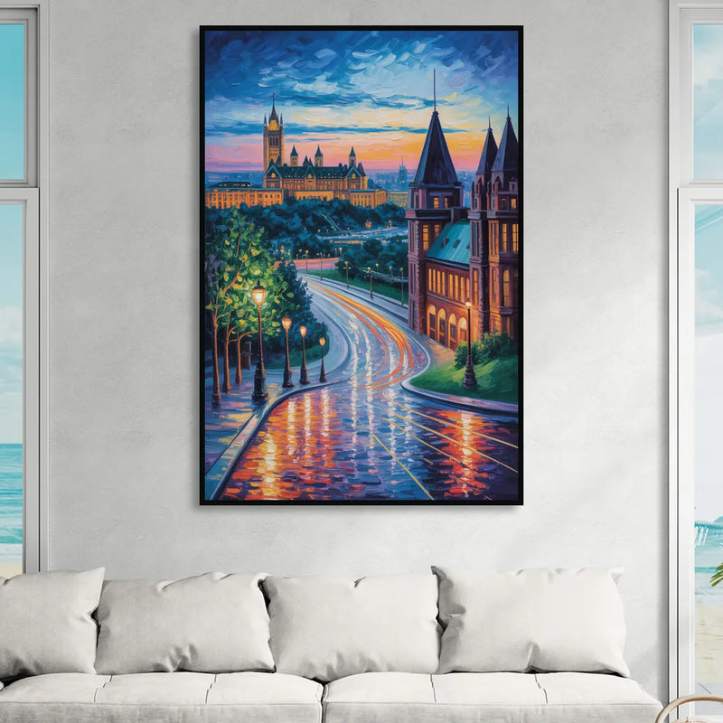 Parliament Hill Twilight Sitting Room - Black Canvas Wall Art