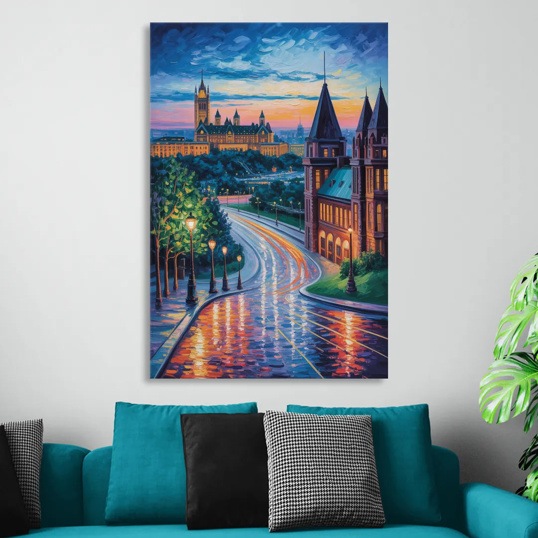 Parliament Hill Twilight Living Room - Canvas Wall Art