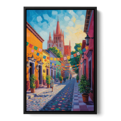 Parroquia de San Miguel - Black Framed Canvas Wall Art - Front