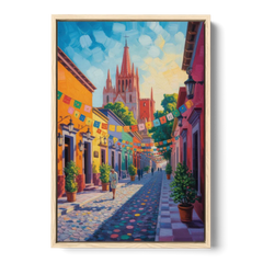 Parroquia de San Miguel - Oak Framed Canvas Wall Art - Front
